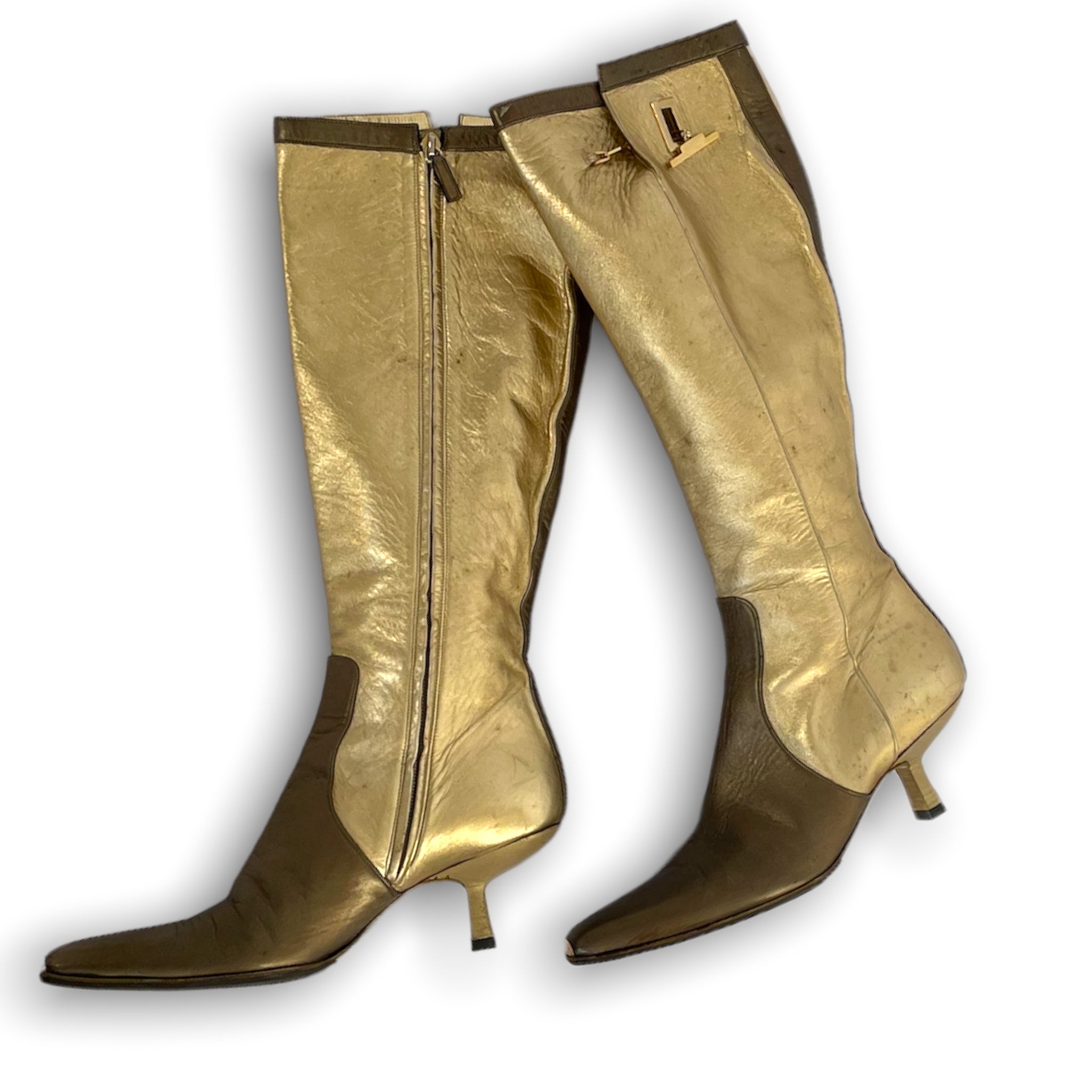 Gucci hot sale gold boots